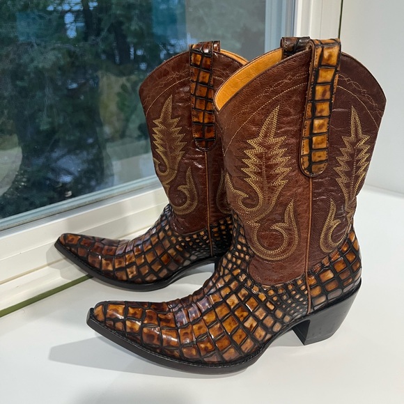 Old Gringo Aladin Brown and Tan Cowboy Boots 7 fits 6.5 - Picture 4 of 12